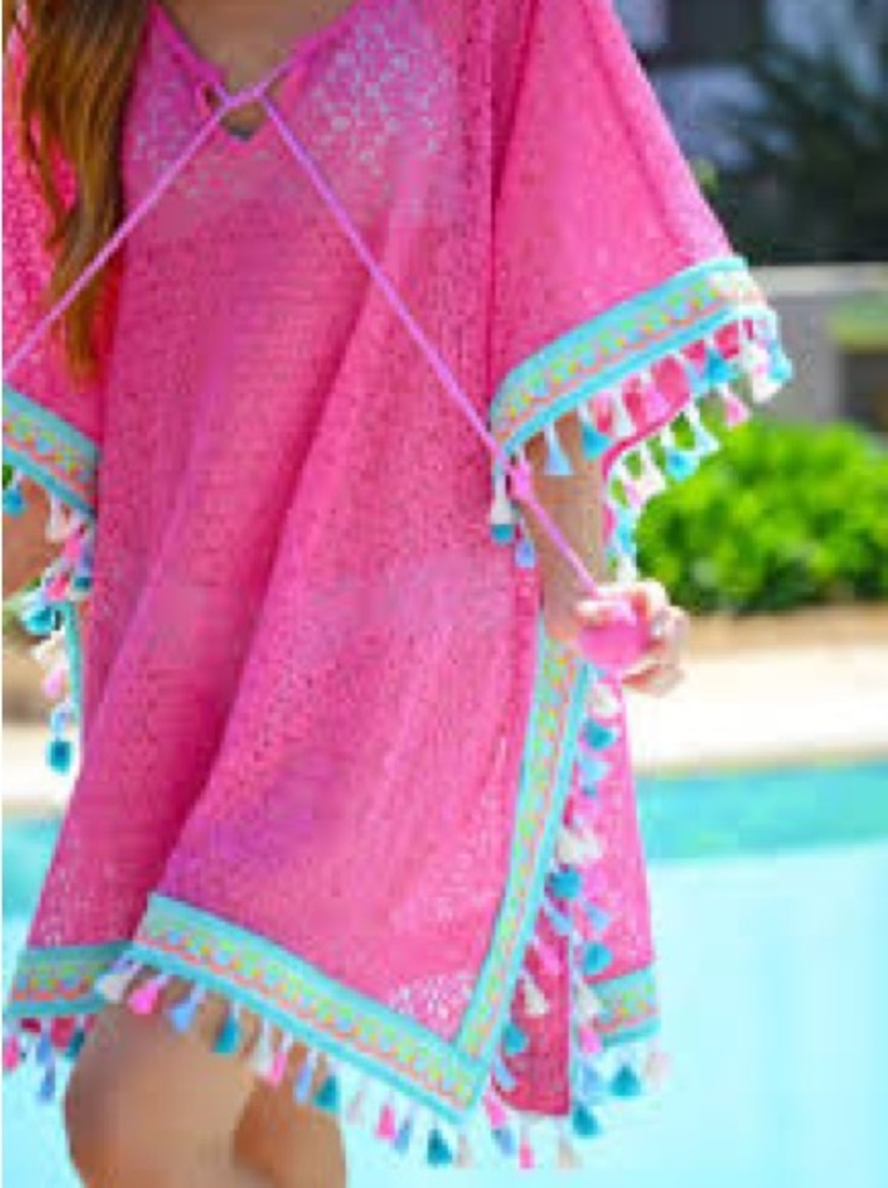 Velzera Crochet Tassel Pompom Boho Top or Cover up